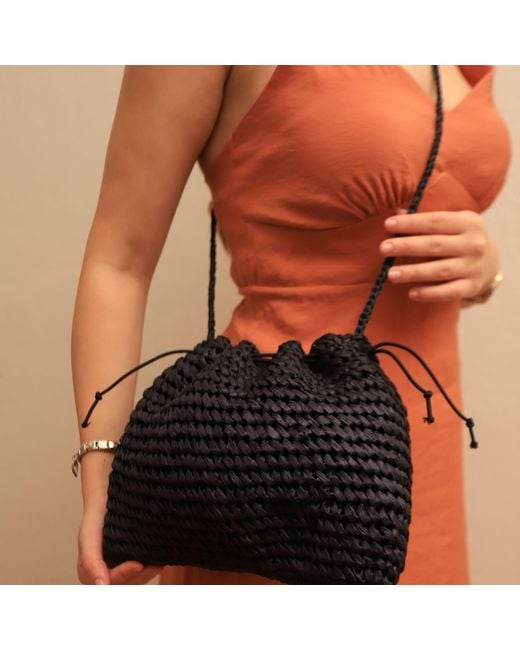 Springmoonatelier Black Handmade Raffia Shoulder And Crossbody Bag – Chic And Elegant