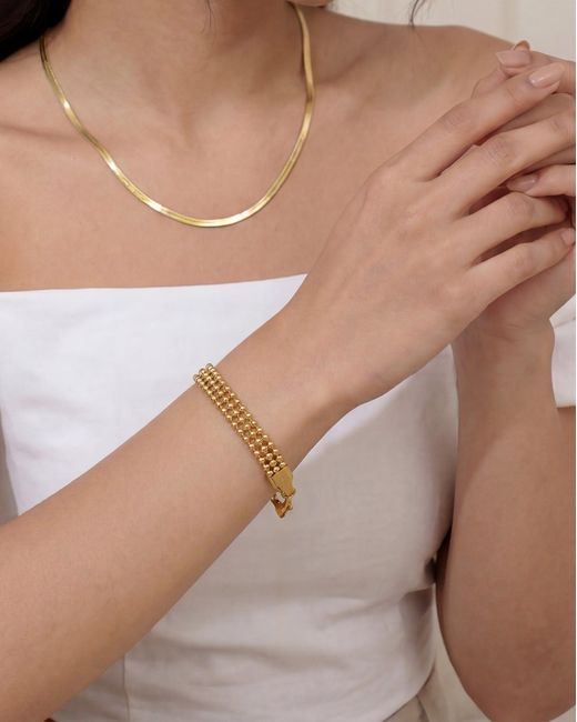 Elk & Bloom Metallic Triple Beaded Satellite Chain 14K Link Bracelet