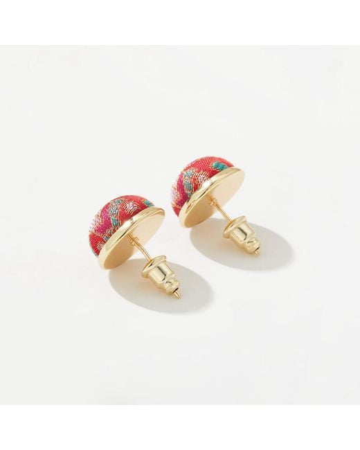 Soft Strokes Silk Red Pure Silk Brocade Earrings