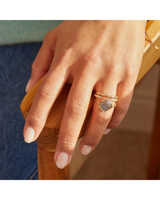 Zohreh White Grecian Labradorite Stone Ring 9K
