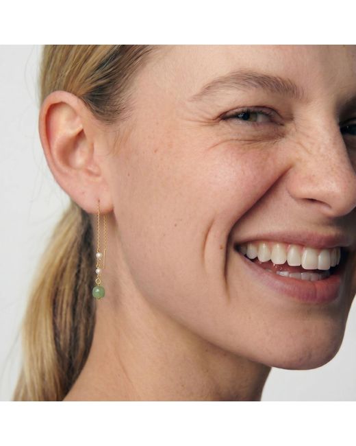 seree White Madeleine Jade & Freshwater Pearl Drop Earrings