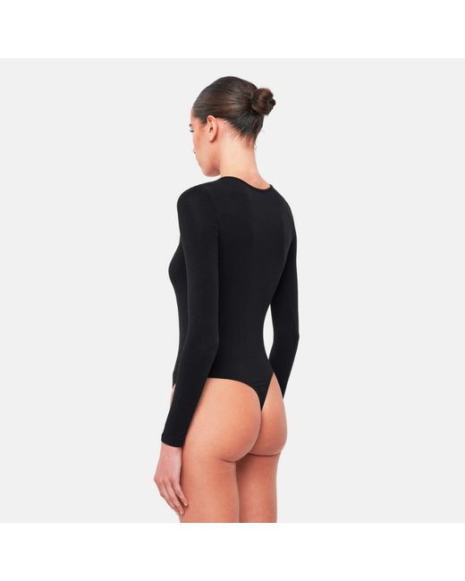 OW Collection Black Erla Basic Long Sleeve Bodysuit