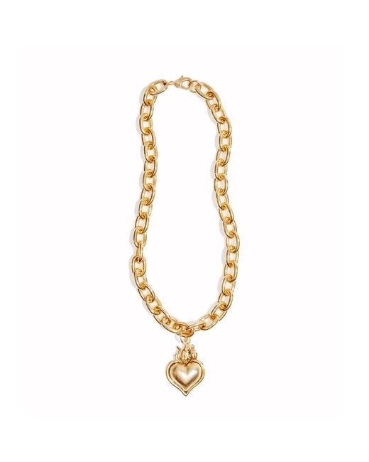 Lovard Metallic Smooth Hearts Aflame Chunky Chain Necklace