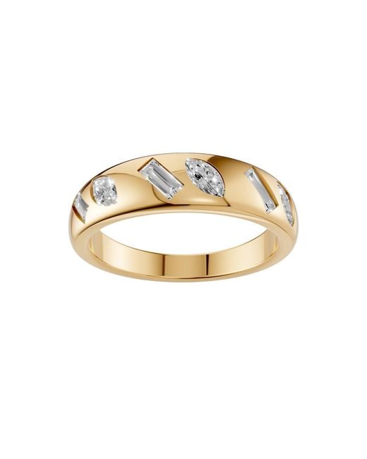 Aya Fine Jewelry Metallic Baguette Lab Diamond Flush Set Statement Band Ring