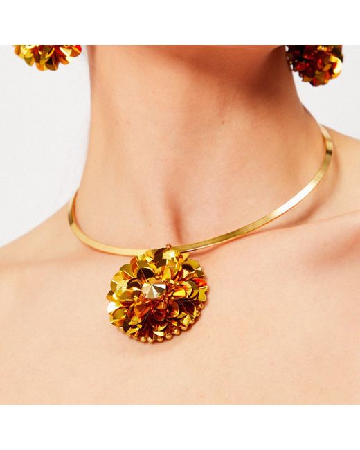 PINAR OZEVLAT Metallic Dahlia Collar Choker
