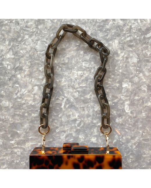 CLOSET REHAB Black Chain Link Short Acrylic Purse Strap In Charcoal
