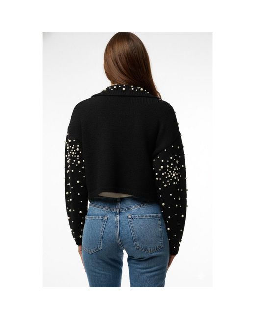Saachi Black Pearl Collared Open Cardigan