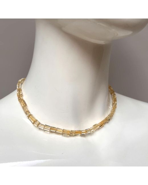 Jaredjamin Metallic Faceted Citrine Bead Necklace
