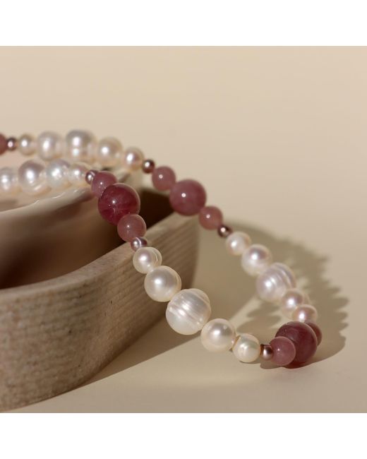 Larsuu Metallic Blush Pearl Necklace