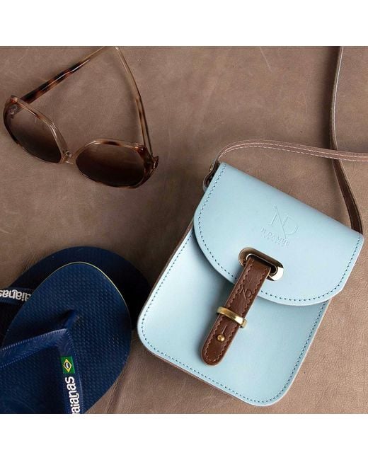 N'damus London Blue Mini Elizabeth Sky Leather Crossbody Satchel Bag