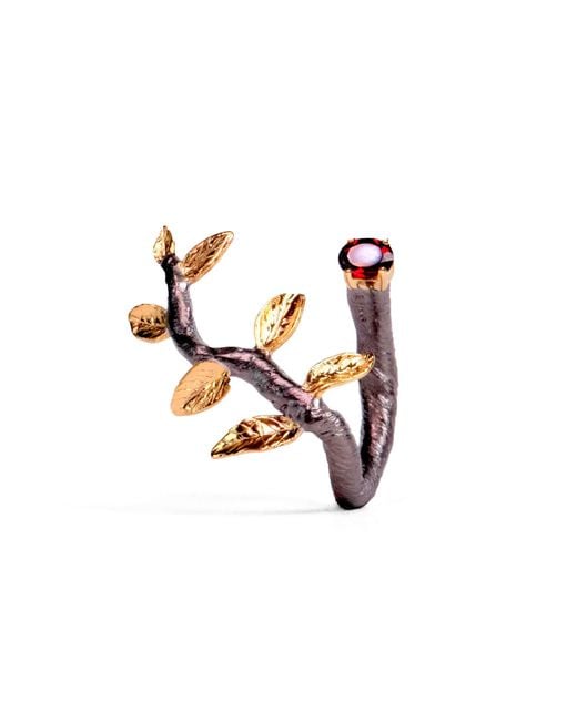 German Kabirski Metallic Haara Garnet Ring