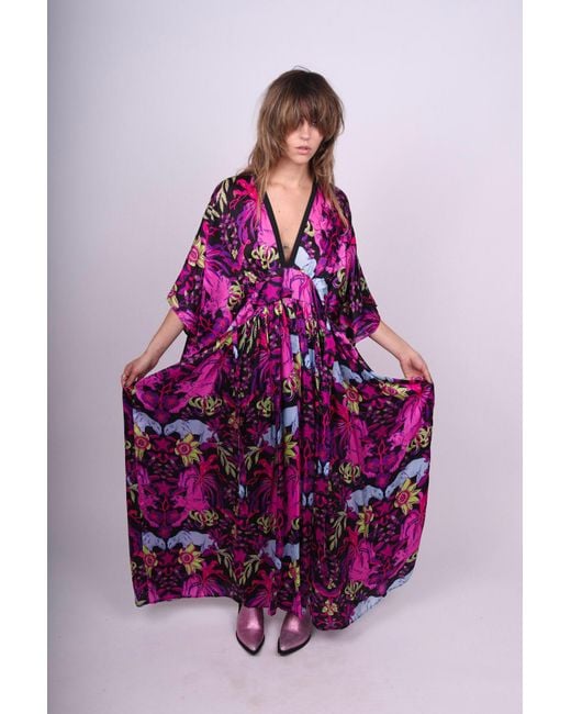 Any Old Iron Purple Return Of The Panther Printed Kaftan Maxi Dress