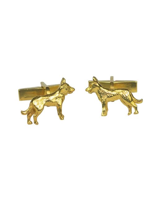 Simon Kemp Jewellers Metallic German Shepherd Alsatian Cufflinks Eighteen Carat On Solid Sterling for men