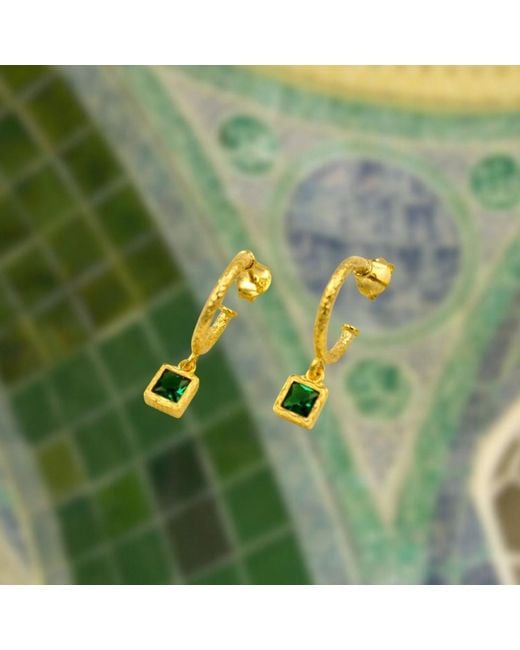 1610Istanbul Yellow Harem Emerald Earrings