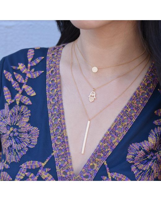 KAMARIA Metallic Hamsa Crystal Necklace