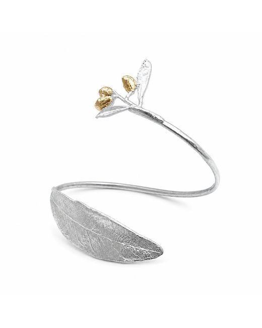 Mother Nature Jewelry Metallic Leaf Bracelet, Handmade Statement Cuff