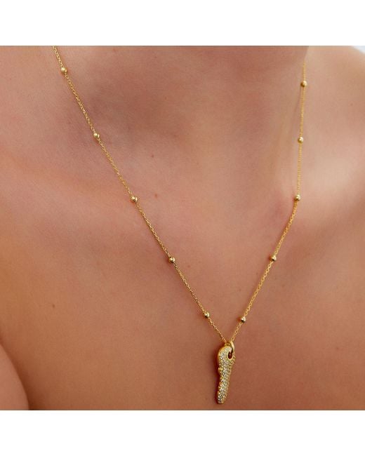 Spero London Metallic Key Pendant Necklace With Beaded Chain Plated Sterling