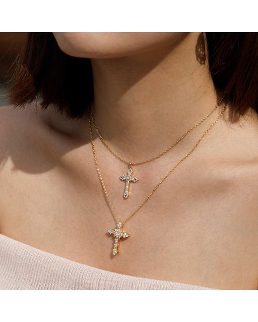 Vanimy Metallic Helena Cross Pendant Necklace