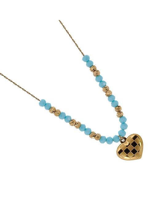 Ebru Jewelry Metallic Love Heart Beaded Necklace