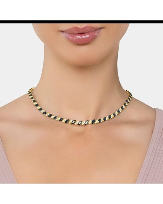 Latelita London Blue Viscountess Statement Tennis Necklace Sapphire