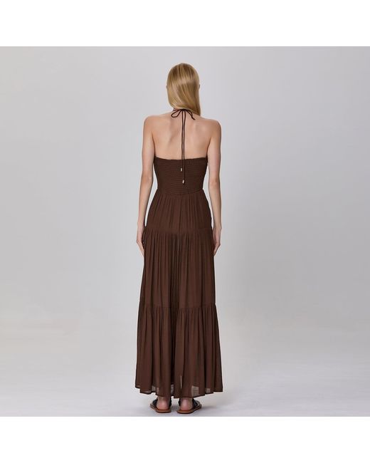 Smart and Joy Brown Front Cut-Out Strappy Maxi Summer Dress