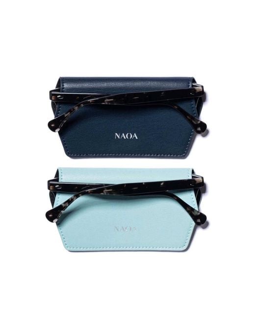 Naoa Blue Two Pack Apple-Leather Slim Glasses Case
