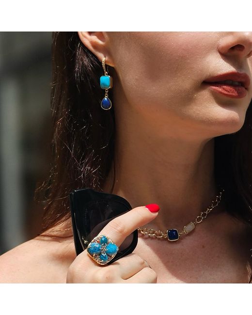 Farra Blue And Lapis Dangle Earrings