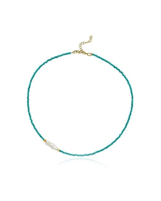 LINYA JEWELLERY Blue Meg Small Pearl Necklace