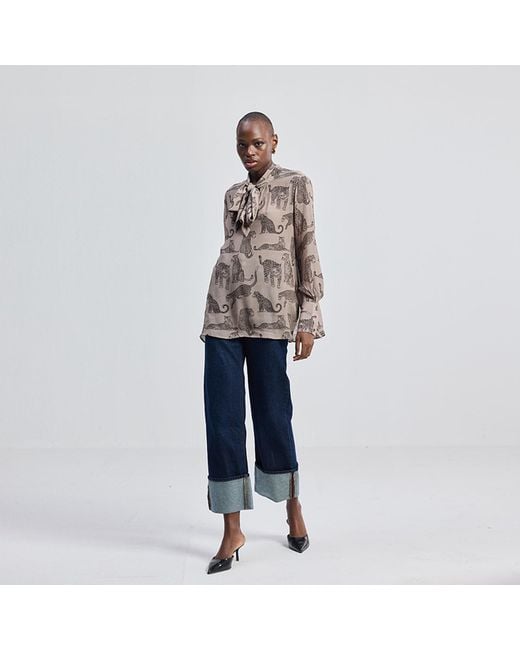 REISTOR Gray Relaxed-Fit Top With Front-Tie