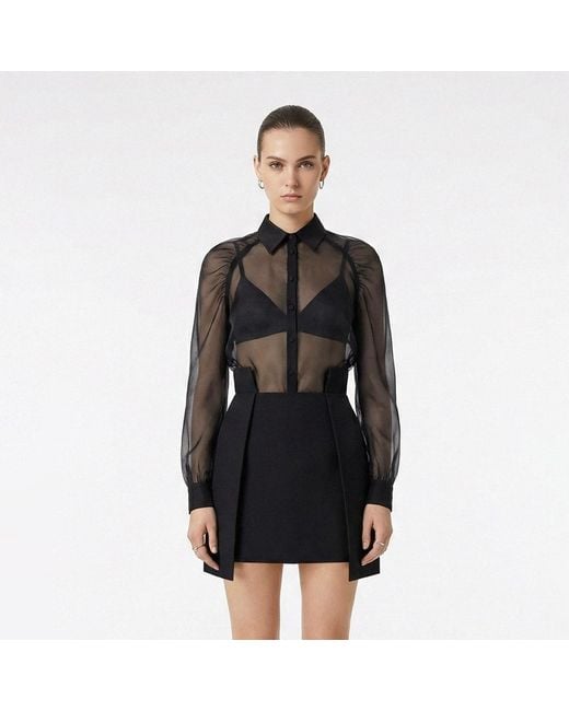 AVENUE No.29 Black Wool Blend Wrap Mini Skirt