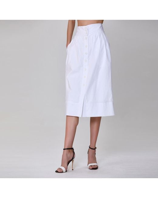 Smart and Joy White Buttoned Straight Skirt