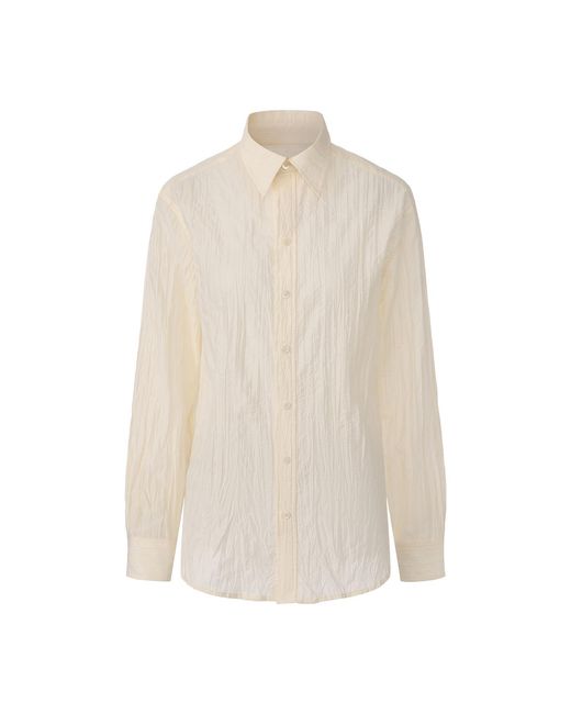 FRONT ROW SHOP White Crinkled Gauze Shirt Ecru