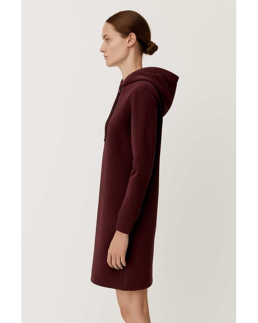 Conquista Purple Dark Burgundy Cotton-Blend Hoodie Dress