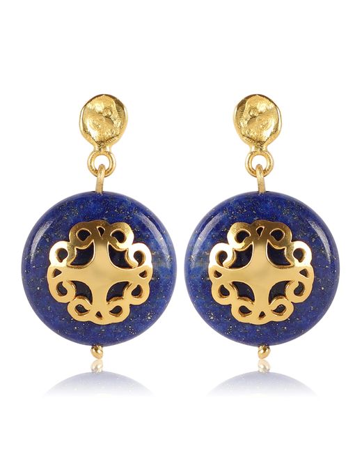 Lila Rasa Blue Lapis Lazuli Earring With Filigree Melange
