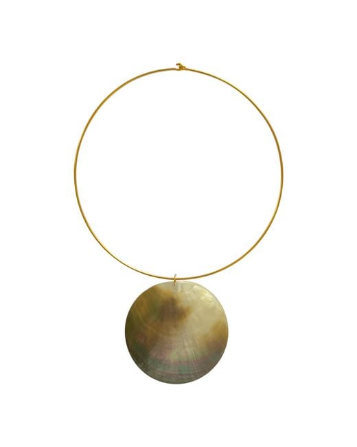 Sccollection Metallic Gaia Mother Of Pearl Collar Necklace