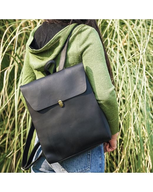 Touri Blue Genuine Leather Slim Backpack