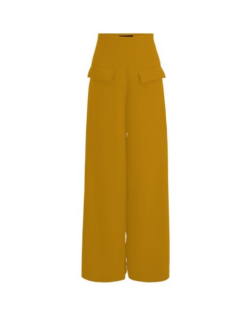 Layo G Yellow Stretch Wide-Leg Dress Pants — Mustard