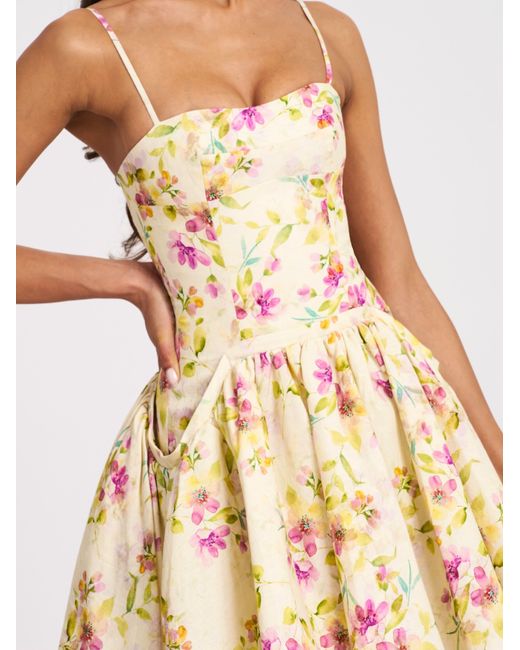 Miss Circle New York Multicolor Valda & Print Linen Mini Dress With Pockets
