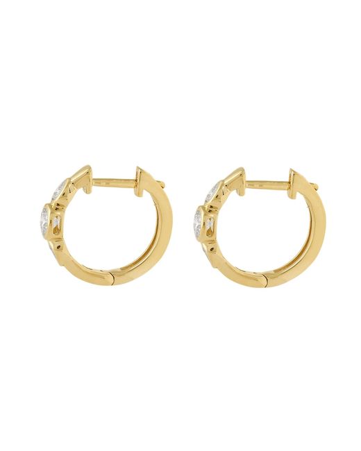 Artisan Metallic 14K Pear & Round Diamond Hoop Earrings