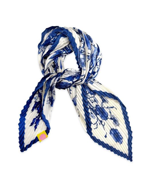Wild Cosmos Blue Isabel Plissé Petit Scarf