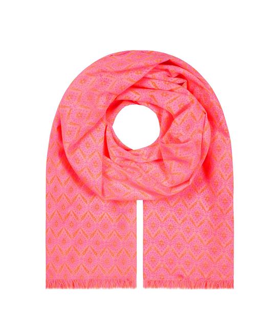 Luella Fashion Pink Large Cotton Scarf Printed Pattern Neon
