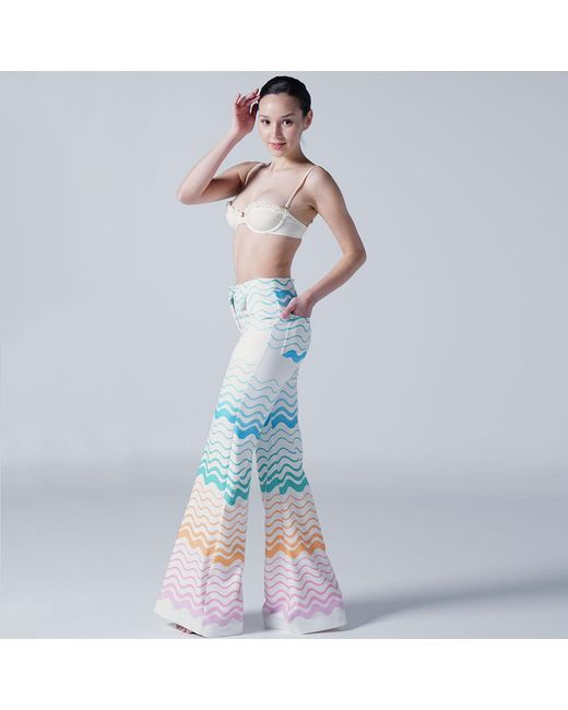 LOVEIST STORE Blue Solana Printed Flared Trousers