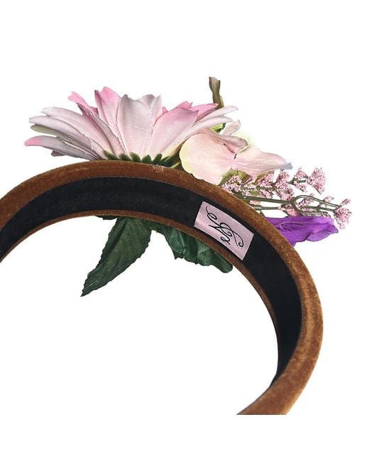 Natalia Petruch Pink Aurelia Honey Amber Velvet Flower Headband – & Faux Floral Statement Hair Accessory