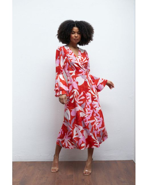 Women's Brown Fabric The Tilde Square Neck Midi Dress – Lavaand