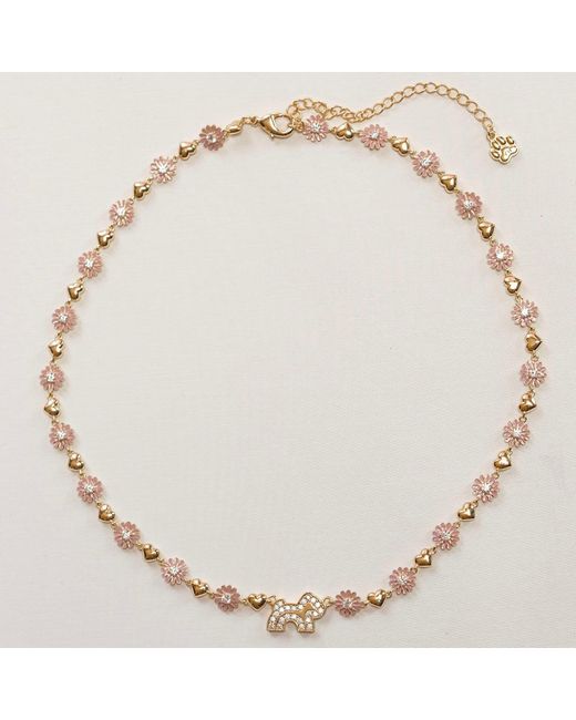 Cloud Haven Metallic Crystal Daisy Logo Necklace