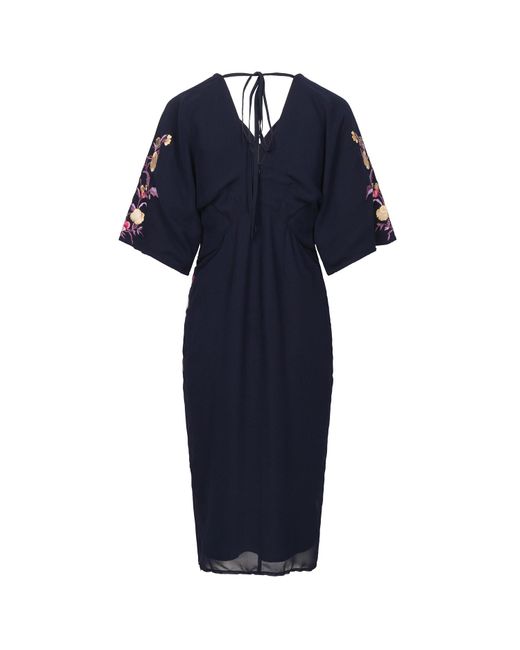 Hope & Ivy Maternity embroidered open back midi dress in navy