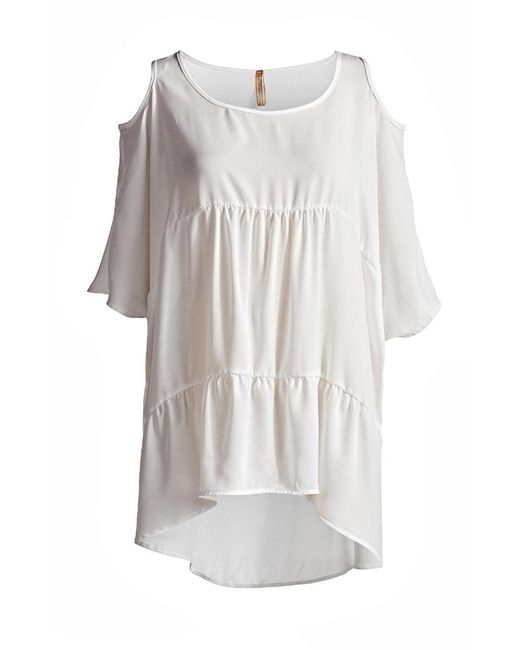 Conquista White Neutrals Tunic With Uneven Hemline