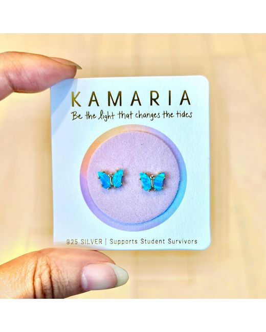 KAMARIA Green Opal Butterfly Stud Earrings