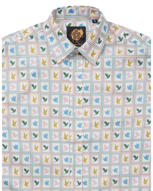 Gresham Blake White Neutrals Dove Stamp Shirt for men