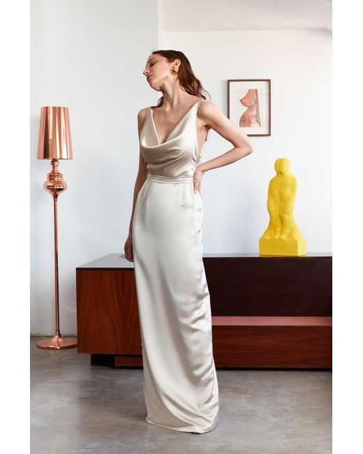Bcbg satin draped top back maxi dress